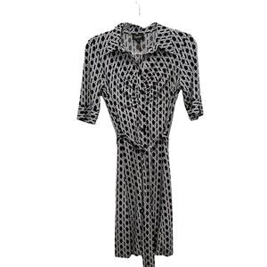 Laundry By Shelli Segal Shirt Dress Career Stretch Knit Belted Ruched Front SZ 6